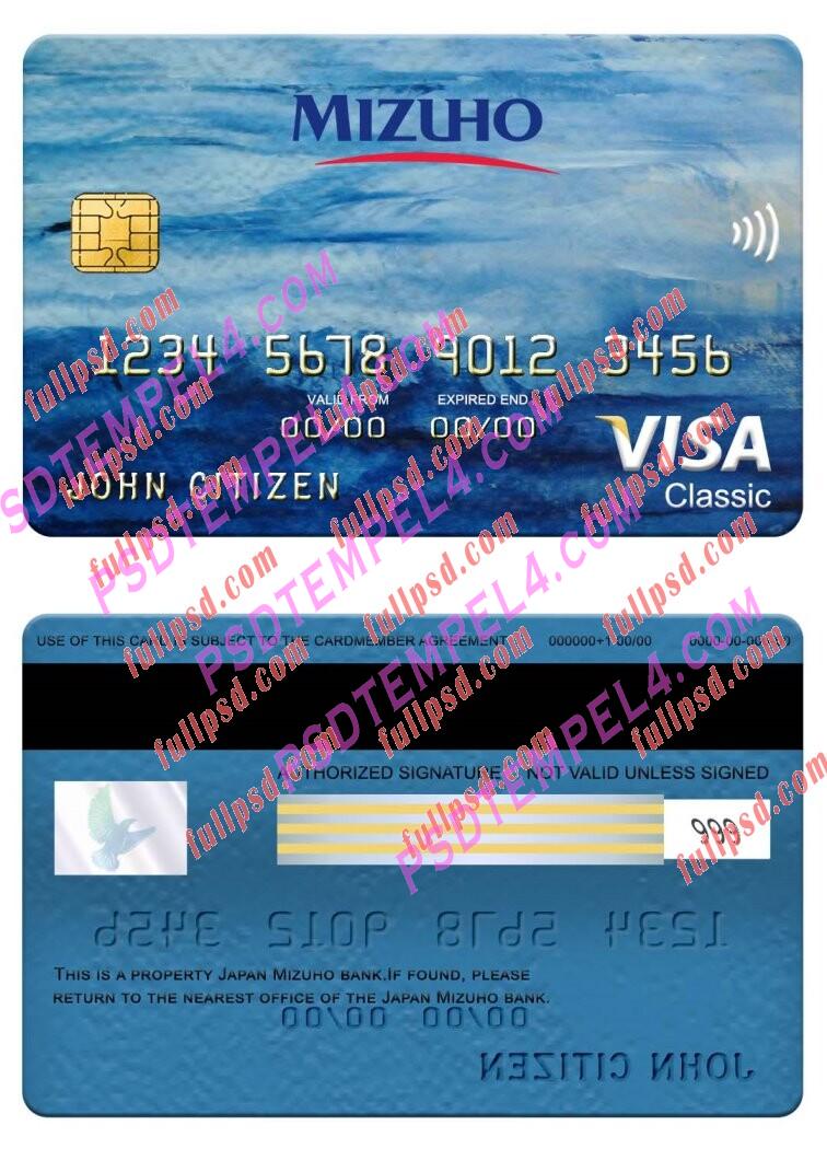 Japan Mizuho bank visa classic card PSD