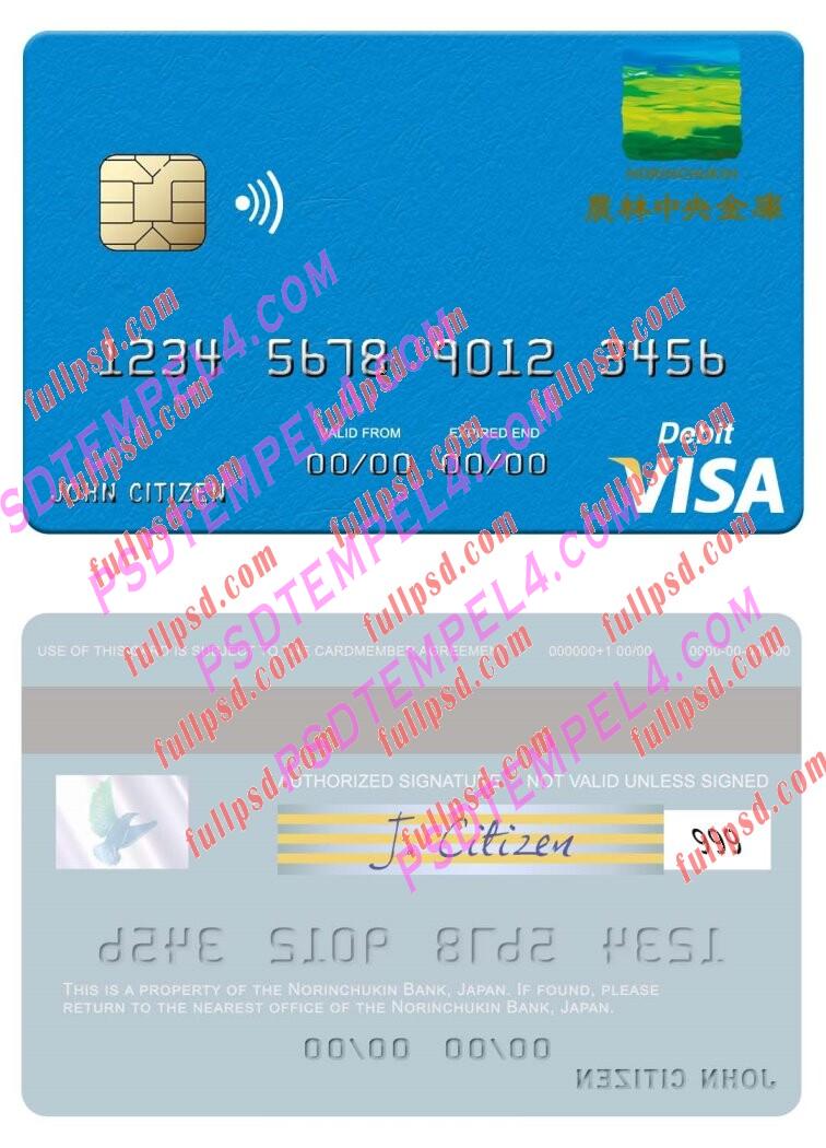 Japan Norinchukin Bank visa debit card PSD