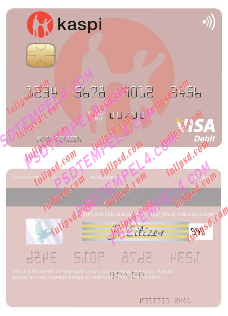 Kazakhstan Kaspi Bank visa debit card PSD