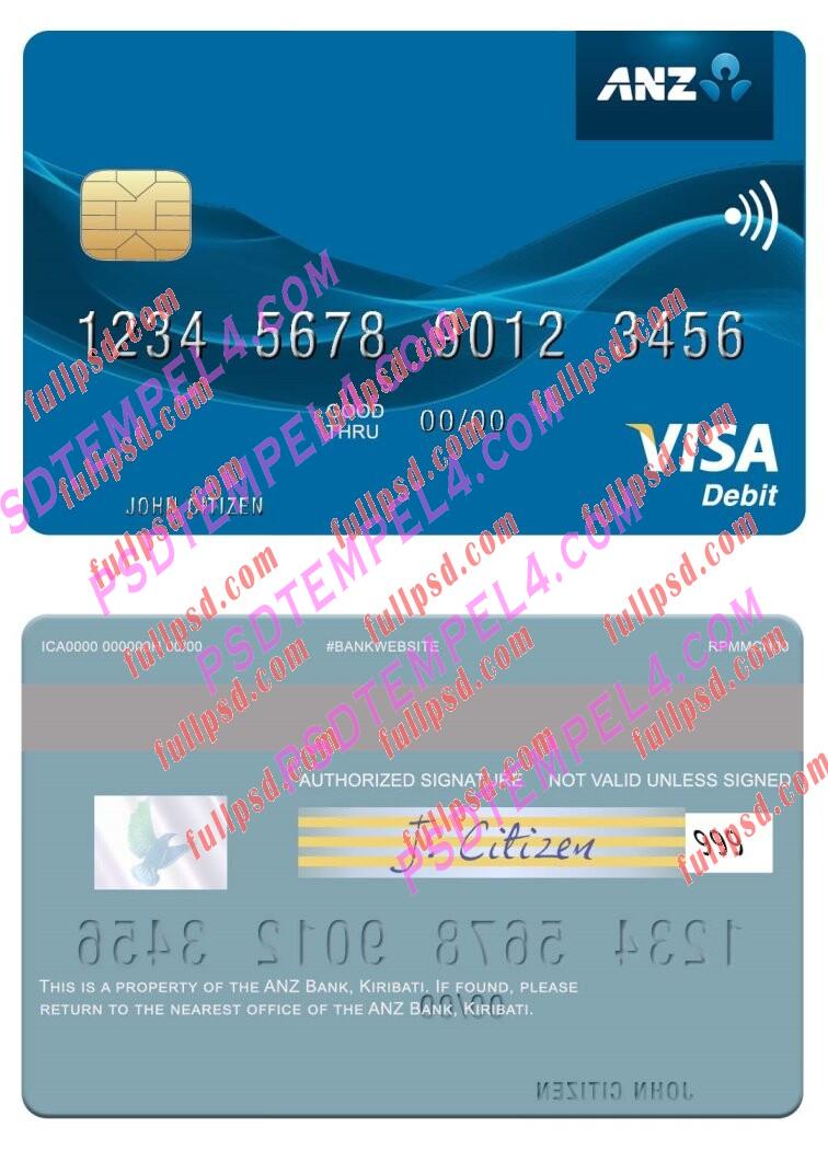 Kiribati ANZ Bank visa debit card PSD