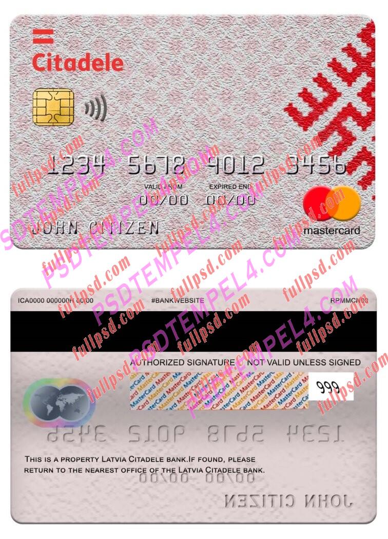 Latvia Citadele bank Mastercard PSD