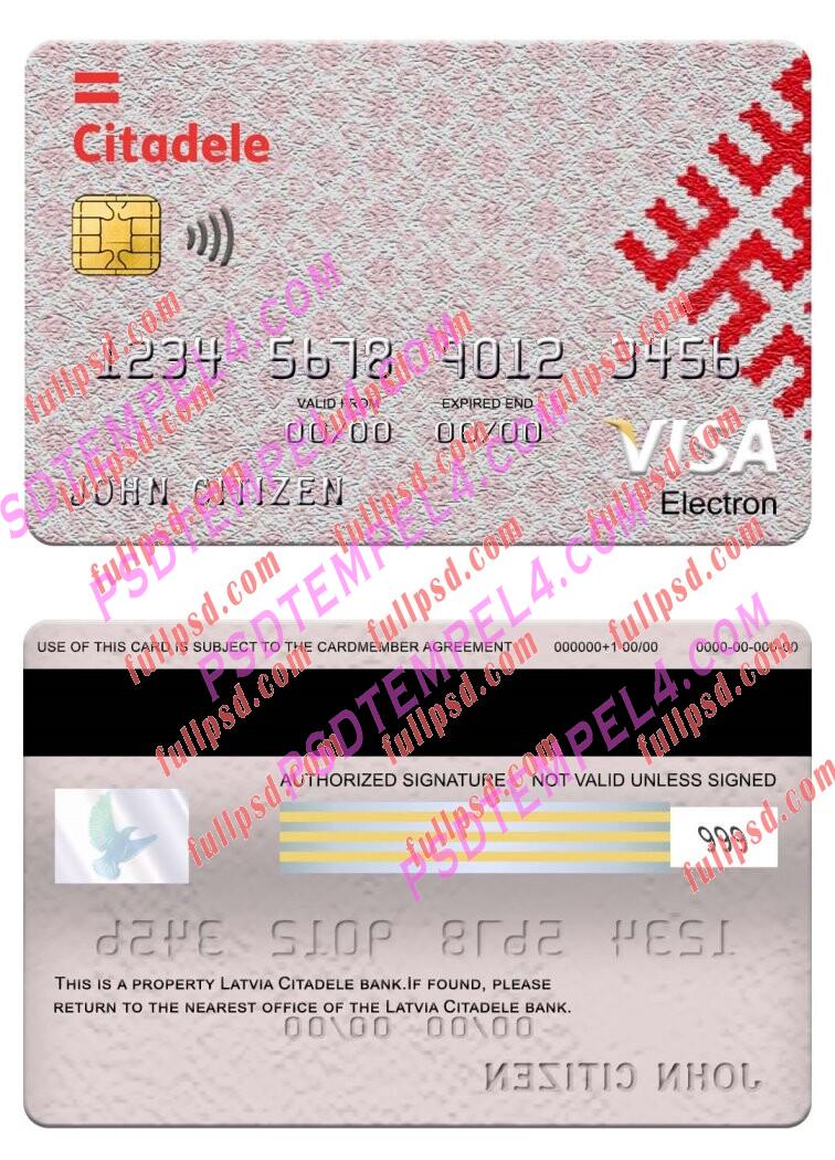 Latvia Citadele bank visa electron card PSD