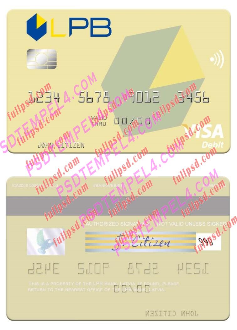 Latvia LPB Bank visa debit card PSD