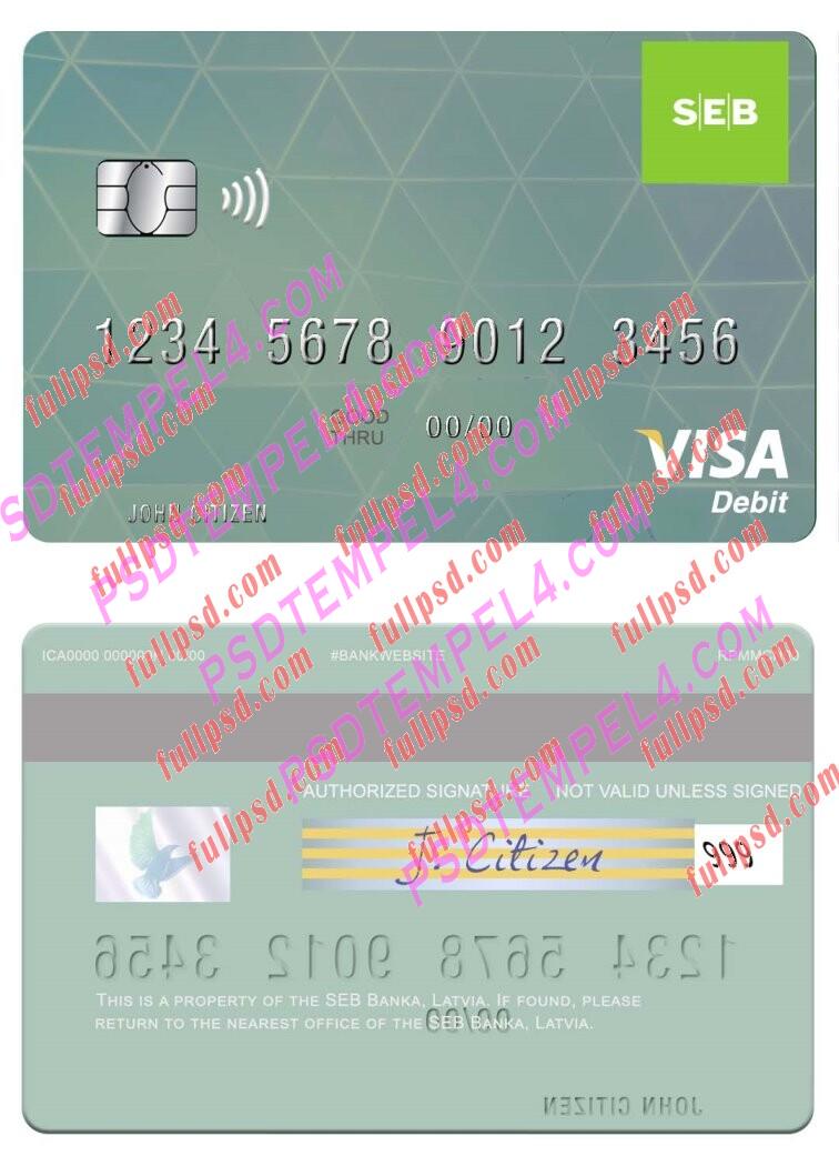 Latvia SEB Bank visa debit card PSD