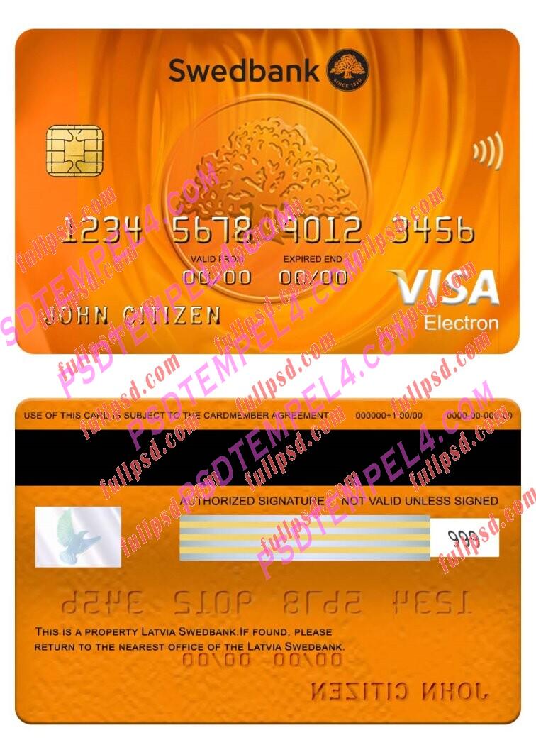 Latvia Swedbank visa electron card PSD