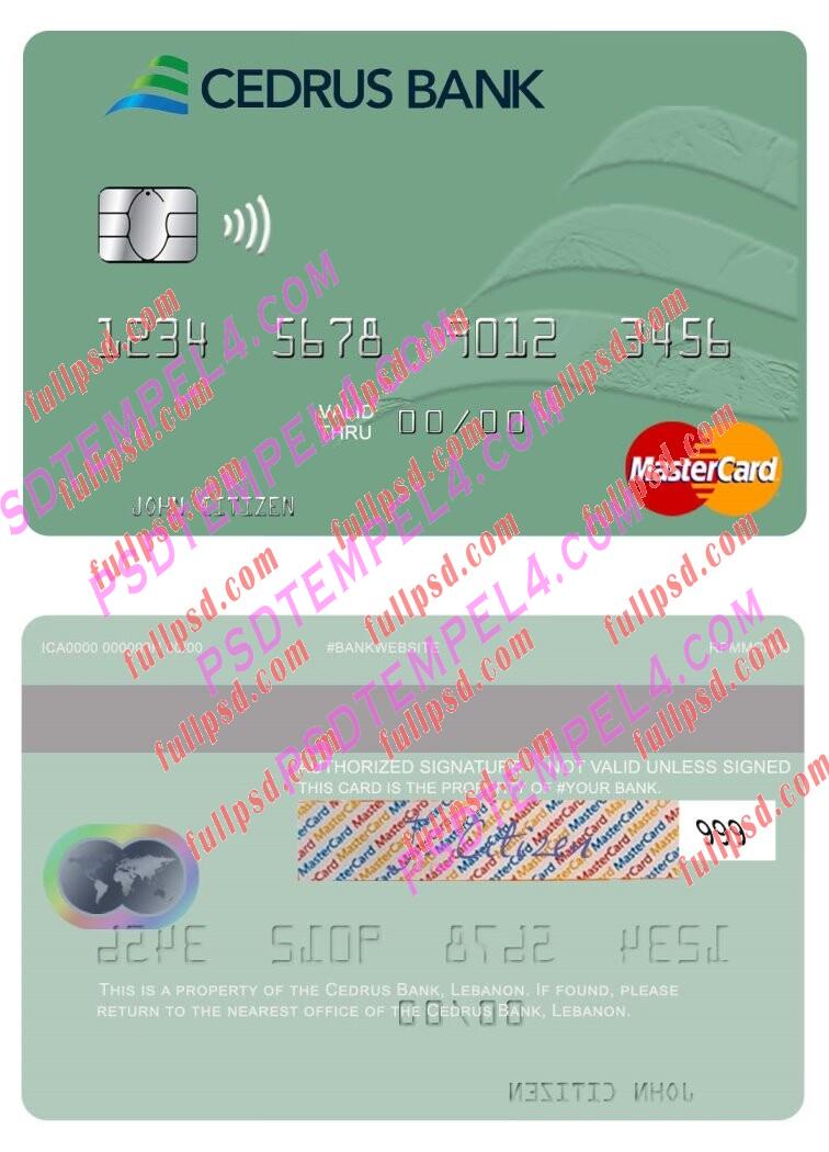 Lebanon Cedrus Bank Mastercard PSD