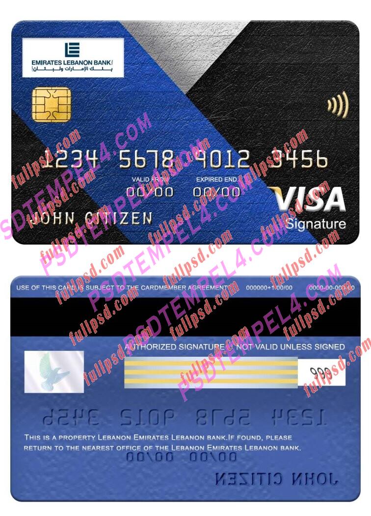 Lebanon Emirates Lebanon Bank visa signature card PSD