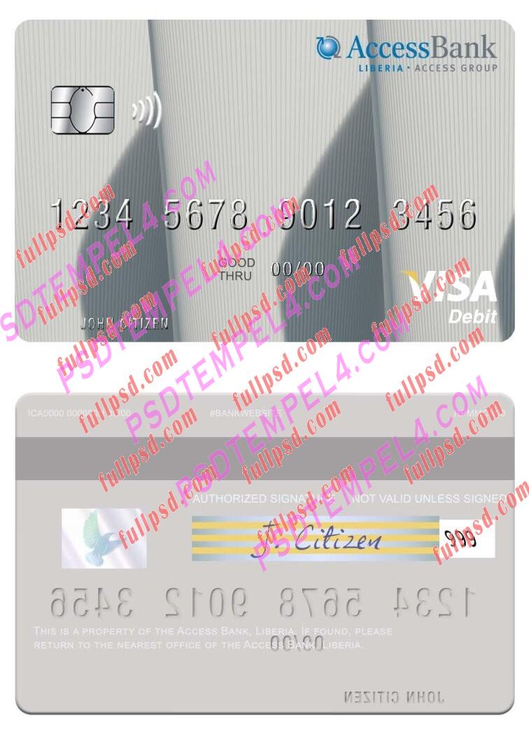 Liberia Access Bank visa debit card PSD