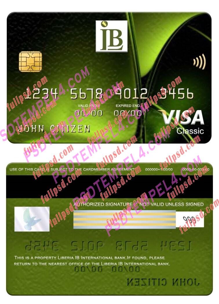 Liberia IB International Bank visa classic card PSD