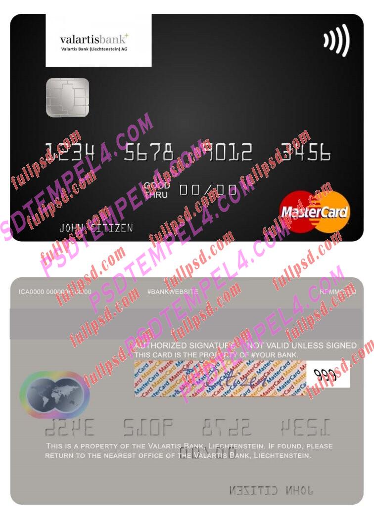 Liechtenstein Valartis Bank Mastercard PSD