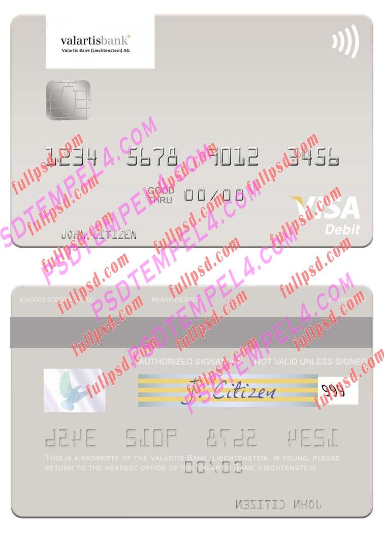 Liechtenstein Valartis Bank visa debit card PSD