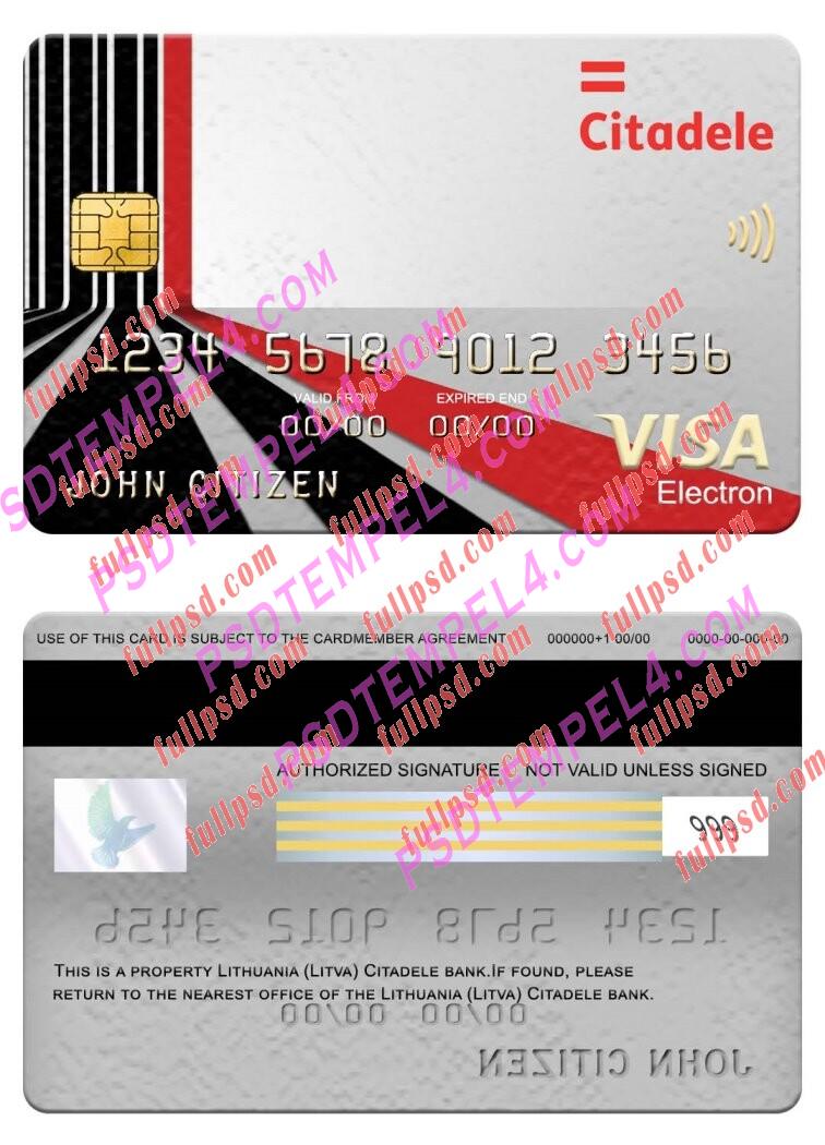 Lithuania Litva Citadele bank visa electron card PSD