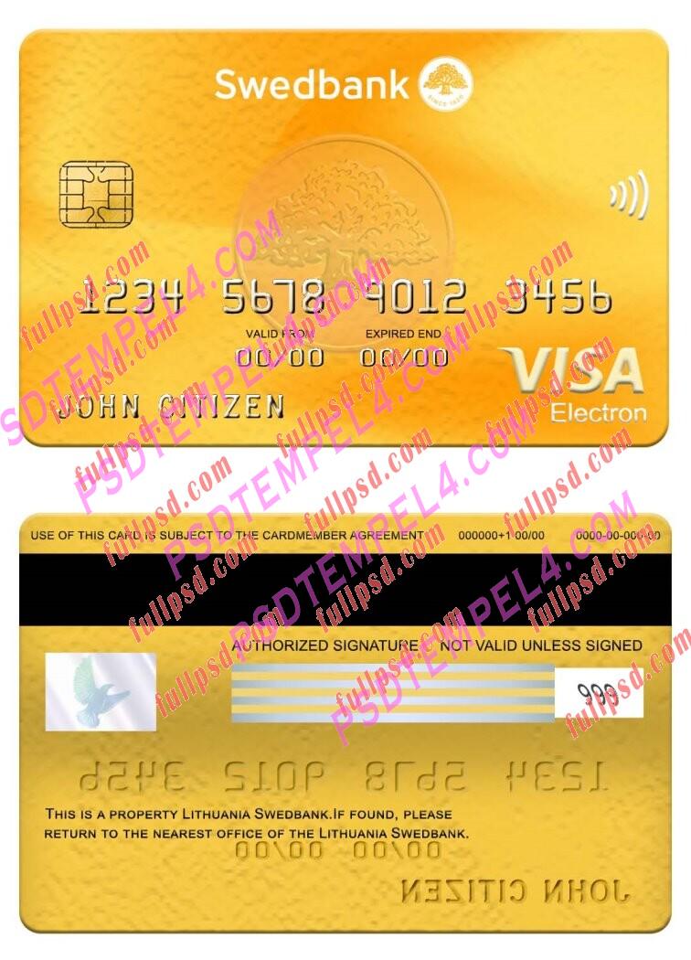 Lithuania Swedbank visa electron card PSD