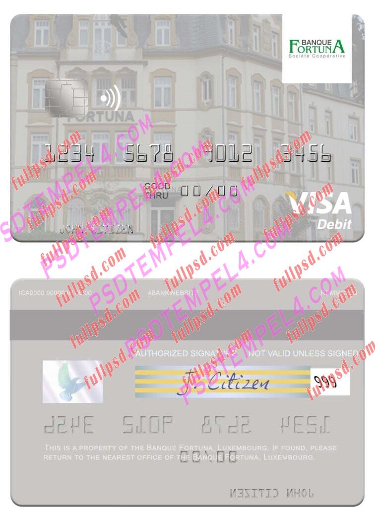 Luxembourg Banque Fortuna visa debit card PSD