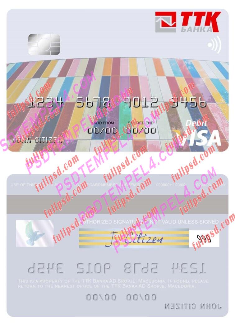 Macedonia TTK Banka AD Skopje visa debit card PSD