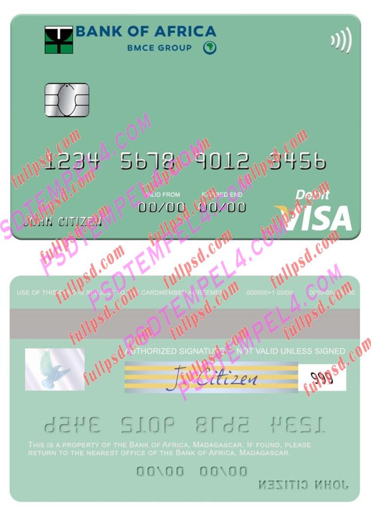 Madagascar Bank of Africa visa debit card PSD