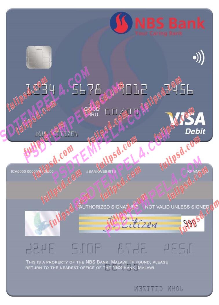 Malawi NBS Bank visa debit card PSD