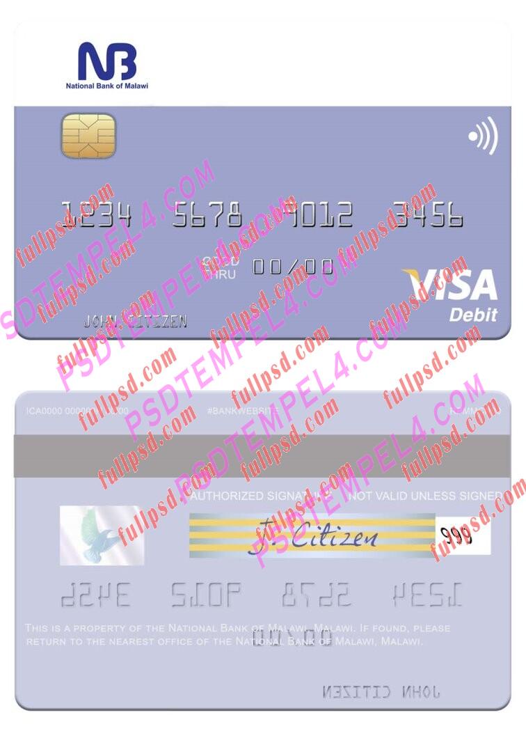 Malawi National Bank of Malawi visa debit card PSD