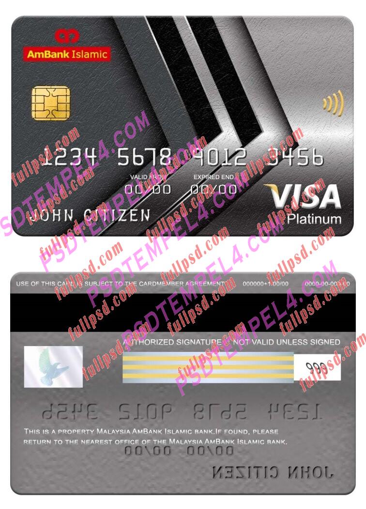 Malaysia AmBank Islamic bank visa platinum card PSD