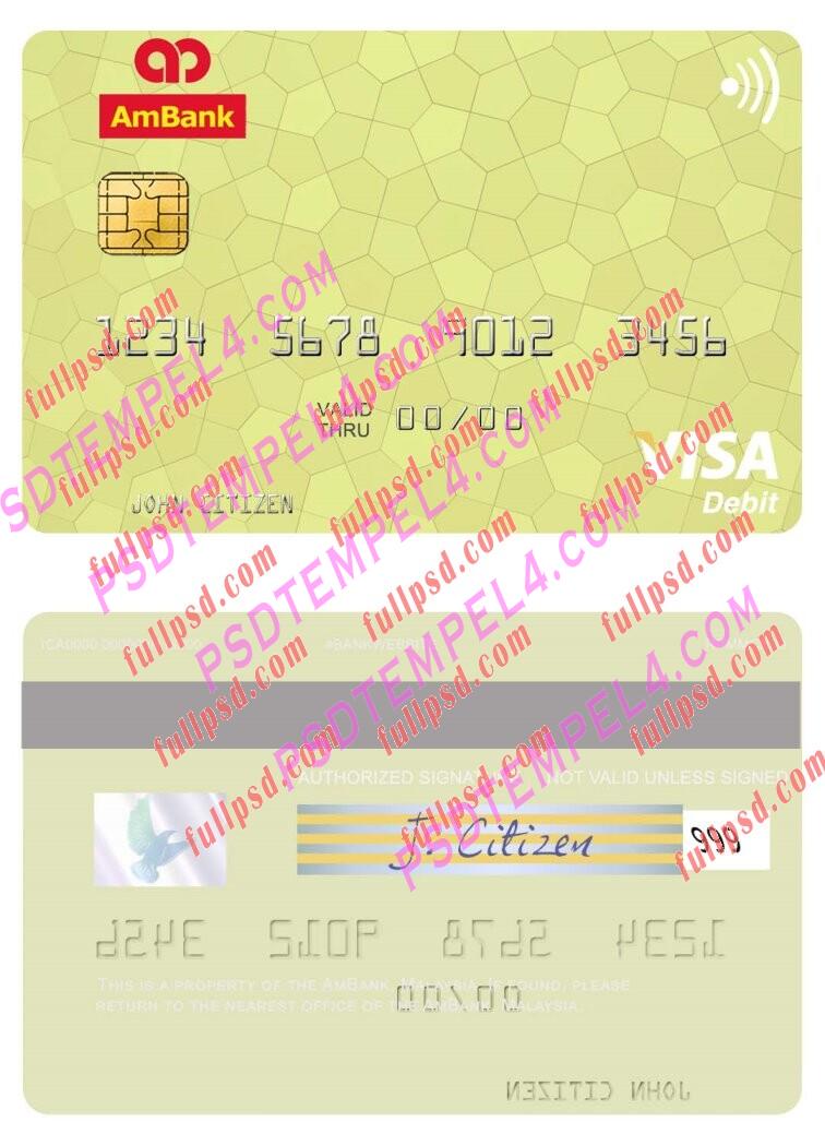 Malaysia AmBank visa debit card PSD