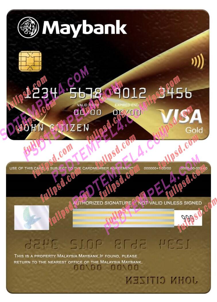 Malaysia Maybank visa gold card PSD