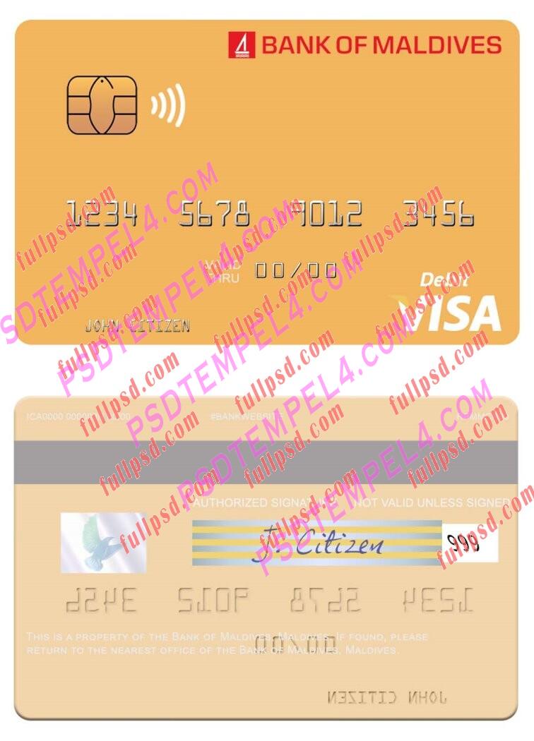 Maldives Bank of Maldives visa debit card PSD