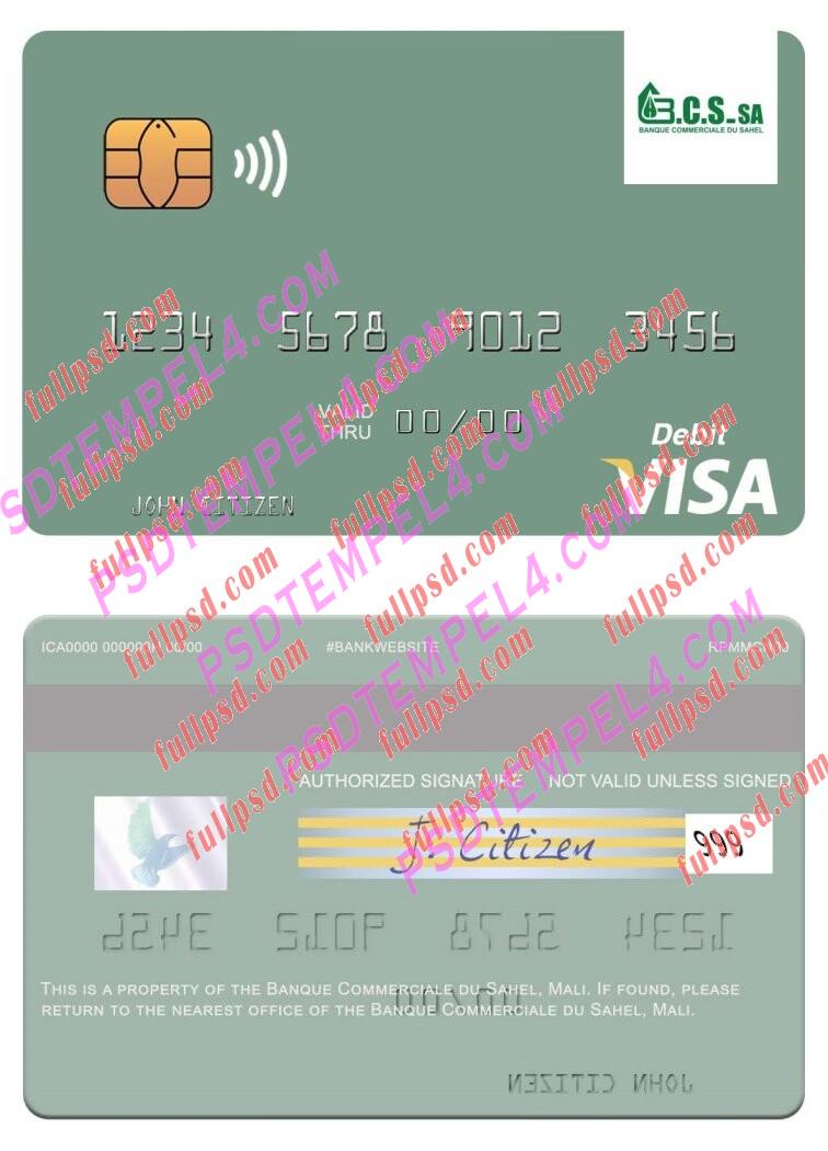 Mali Banque Commerciale du Sahel visa debit card PSD