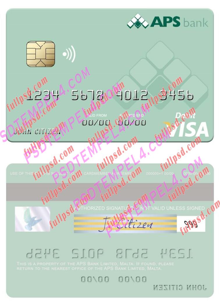 Malta APS Bank Limited visa debit card PSD