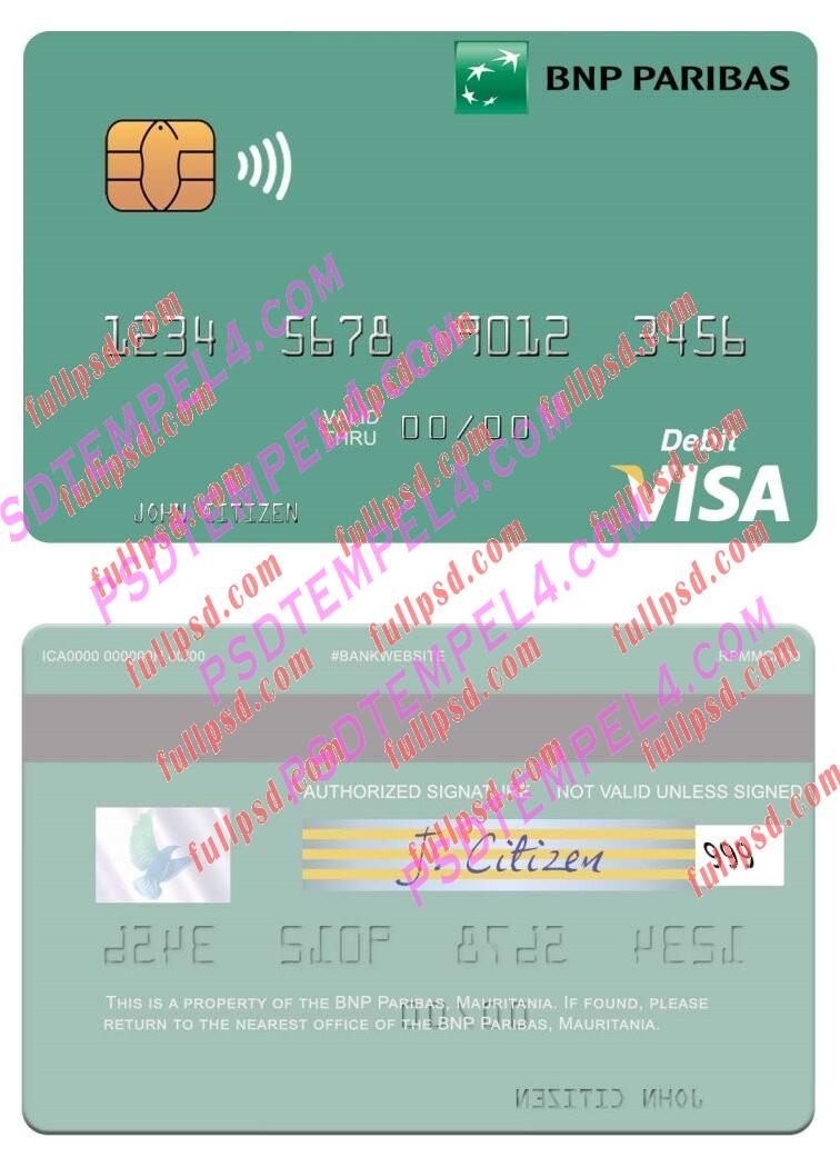 Mauritania BNP Paribas visa debit card PSD