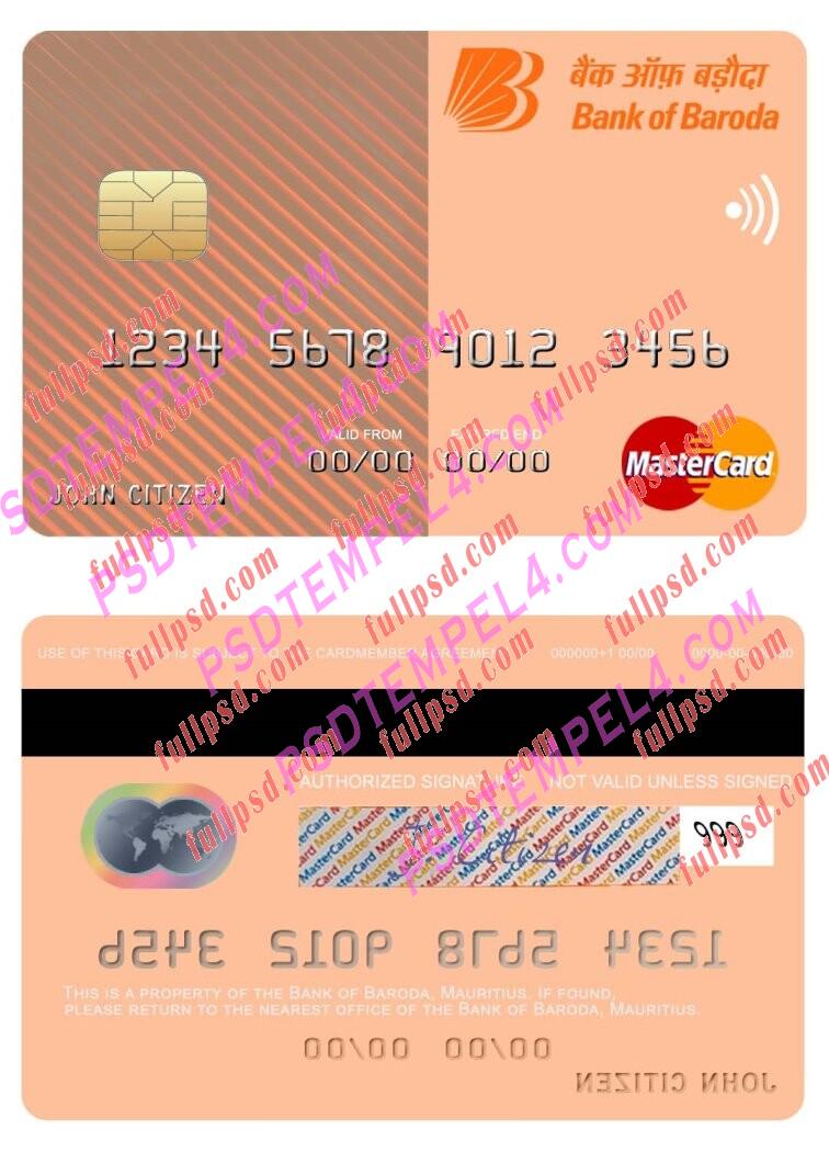 Mauritius Bank of Baroda Mastercard PSD