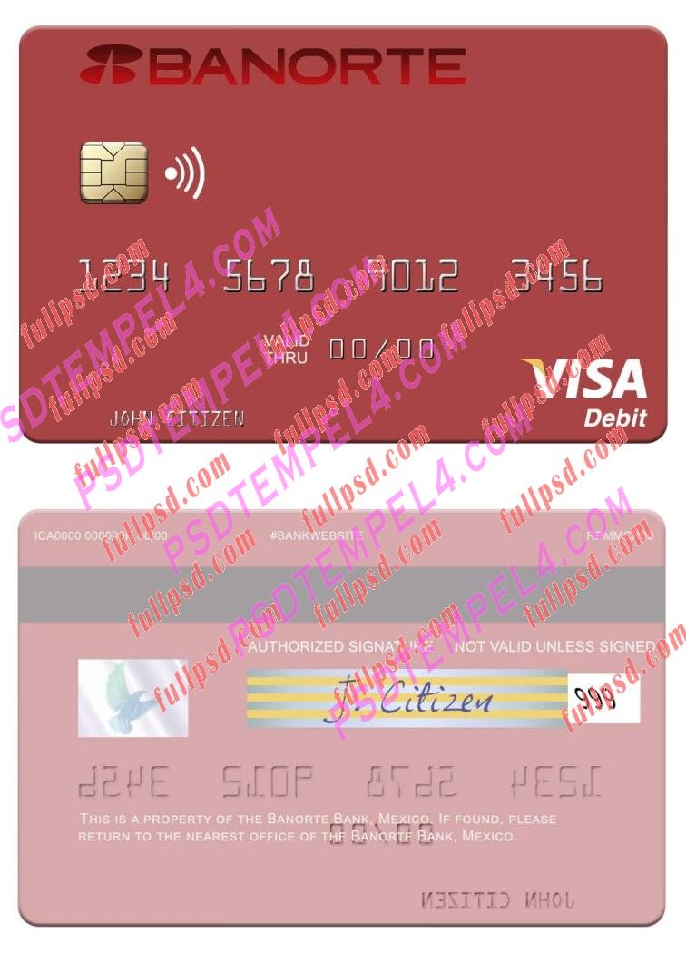 Mexico Banorte Bank visa debit card PSD