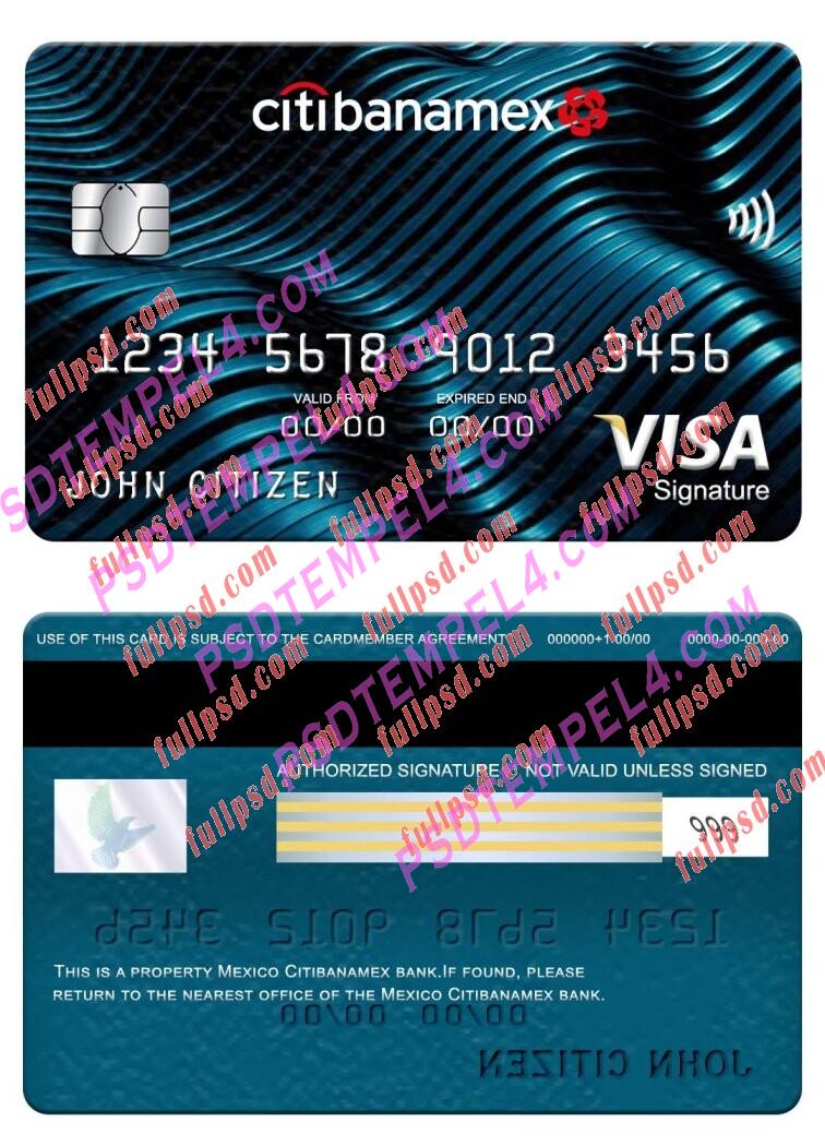 Mexico Citibanamex bank visa signature card PSD