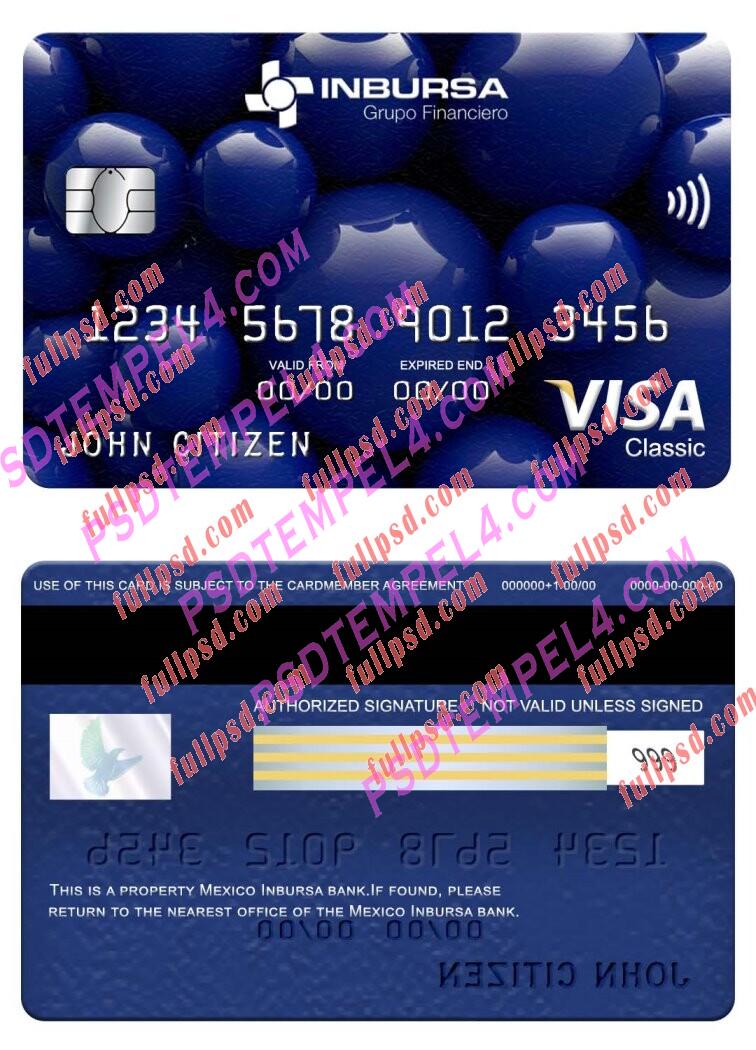 Mexico Inbursa bank visa classic card PSD