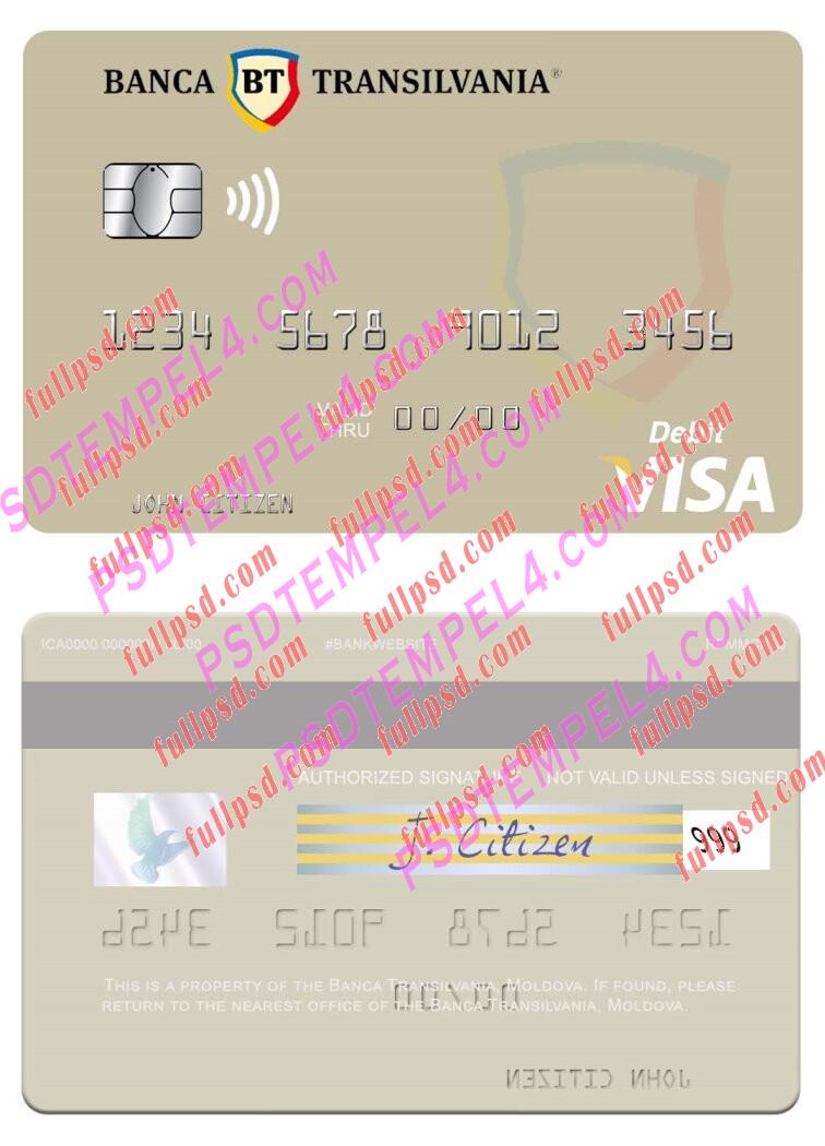 Moldova Banca Transilvania visa debit card PSD