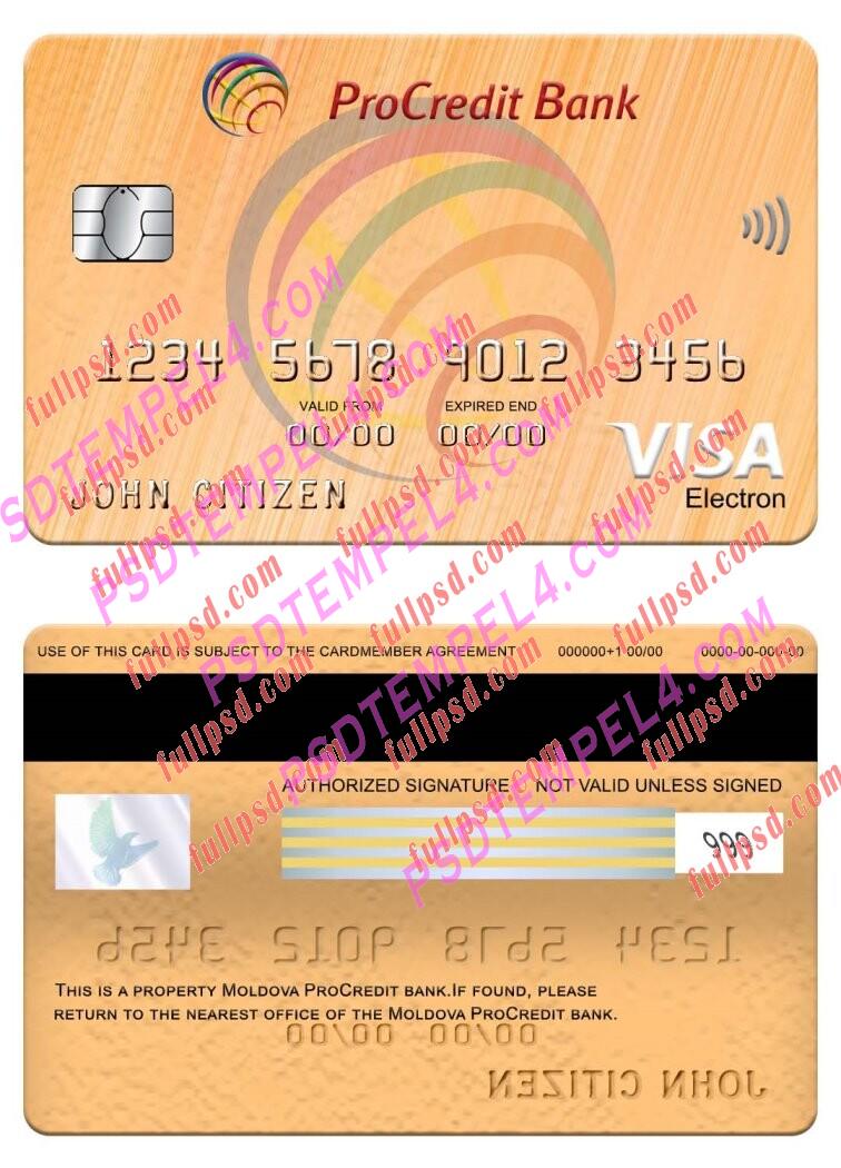 Moldova ProCredit Bank visa electron card PSD