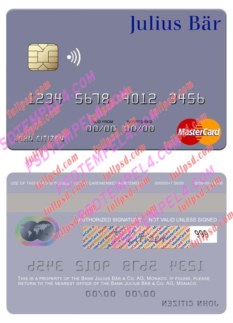 Monaco Bank Julius Bar Co. AG Mastercard PSD