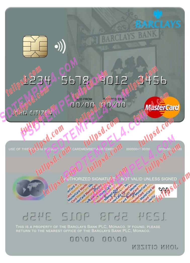 Monaco Barclays Bank PLC Mastercard PSD