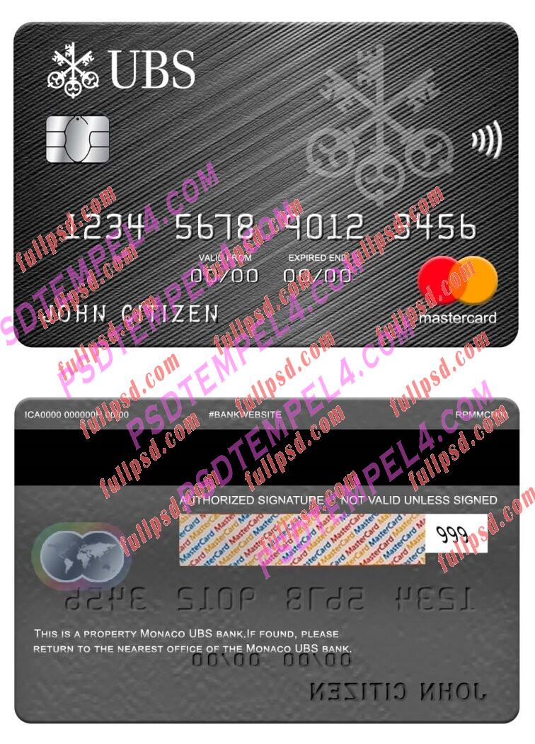 Monaco UBS bank Mastercard PSD