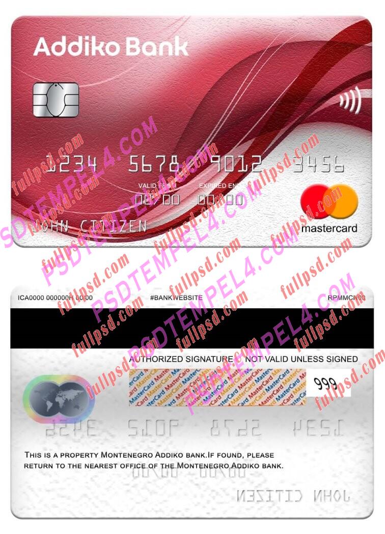 Montenegro Addiko Bank Mastercard PSD