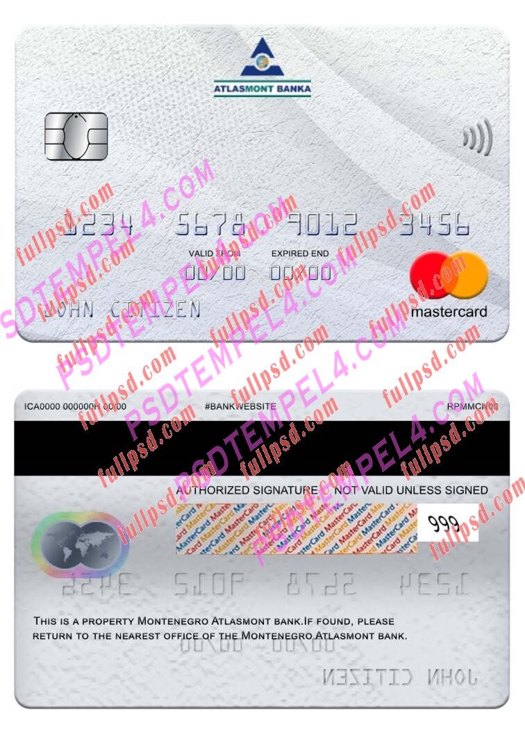 Montenegro Atlasmont Bank Mastercard PSD
