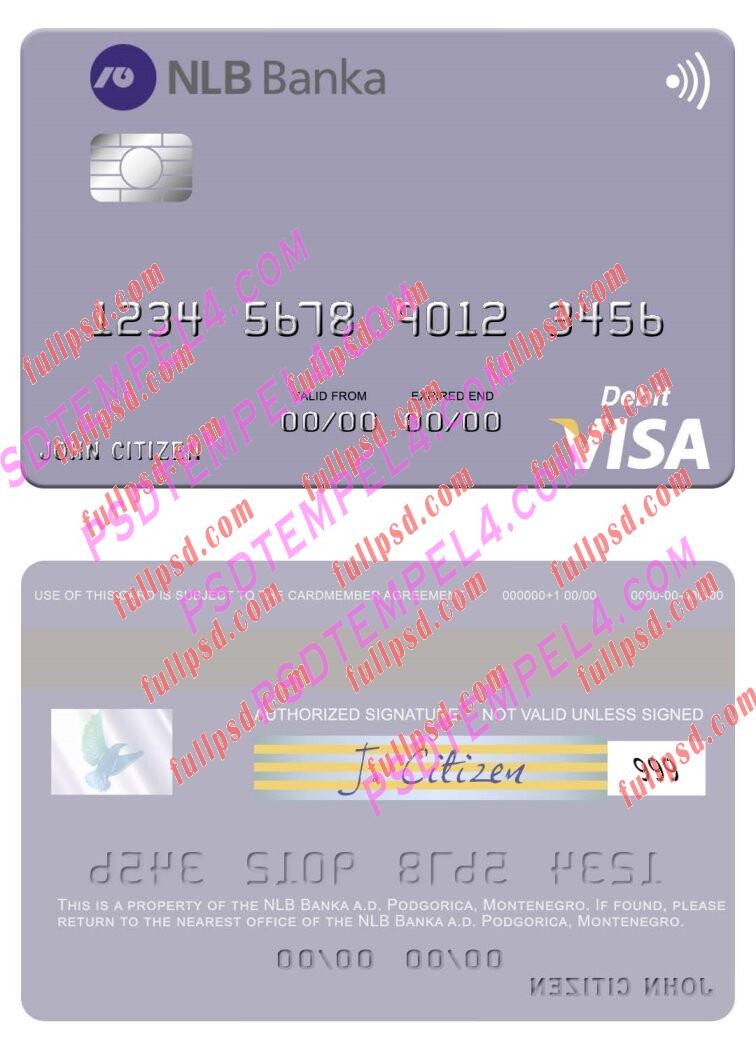 Montenegro NLB Banka a.d. Podgorica visa debit card PSD