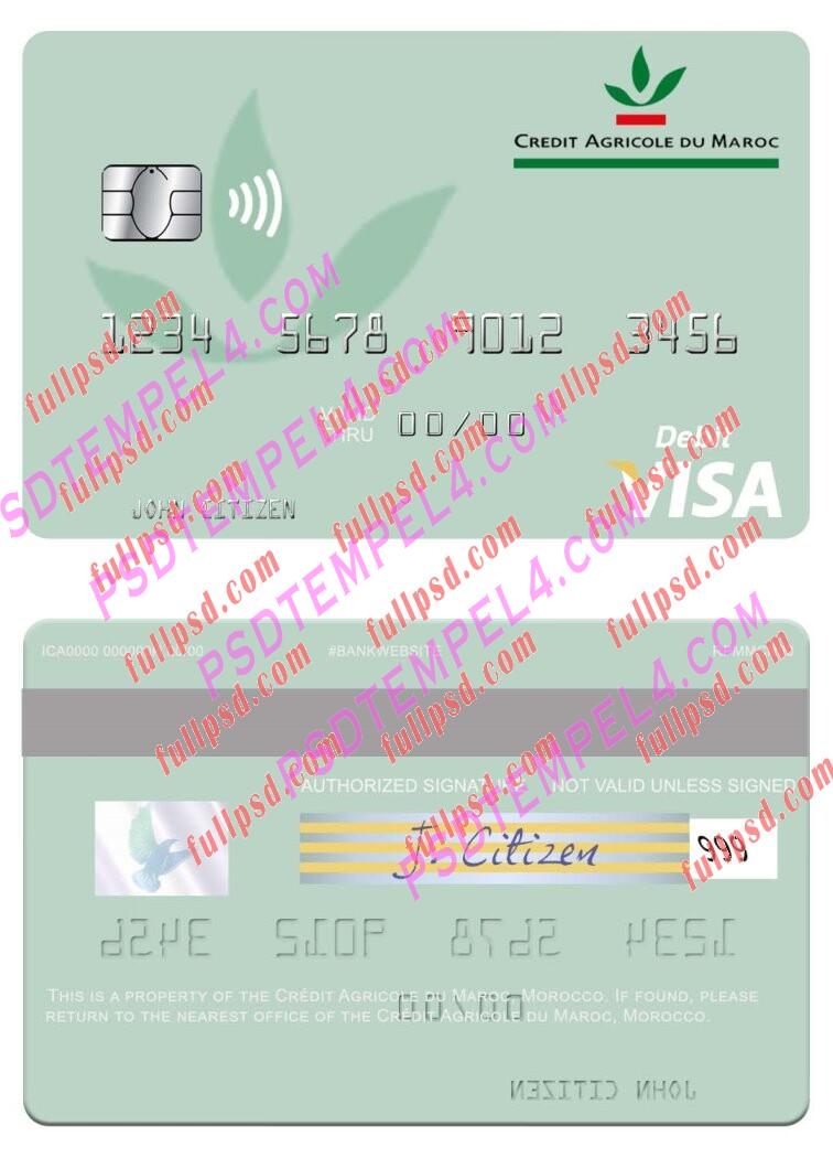 Morocco Credit Agricole du Maroc visa debit card PSD