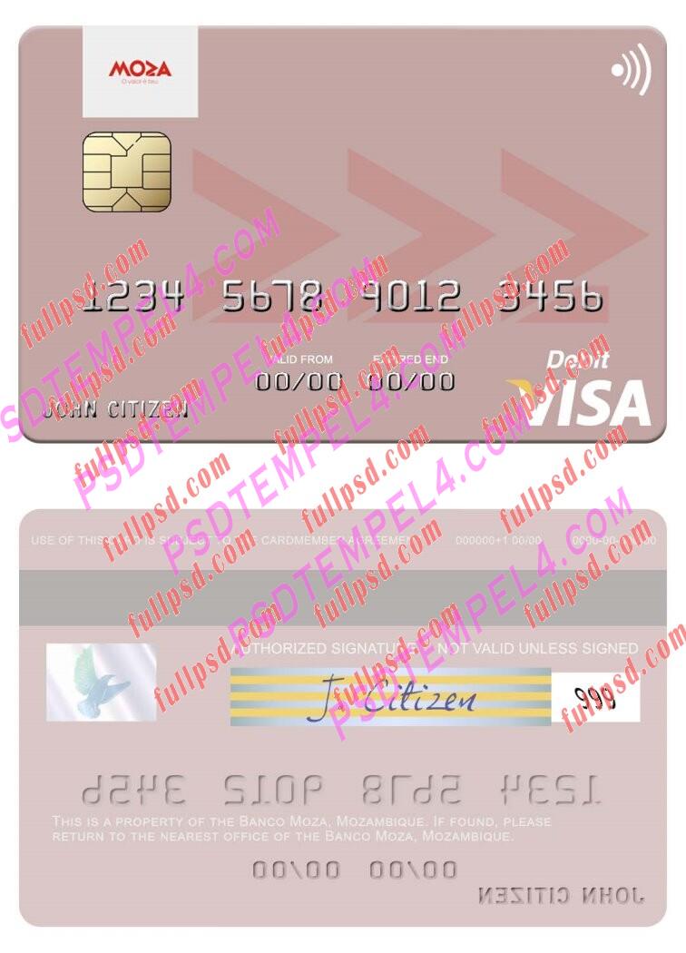 Mozambique Banco Moza visa debit card PSD