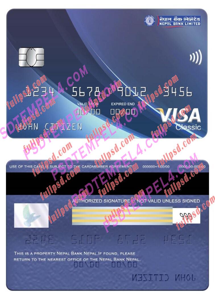 Nepal Bank Nepal visa classic card PSD