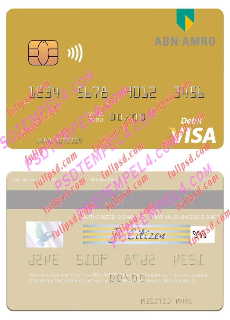 Netherlands ABN AMRO Bank visa debit card PSD