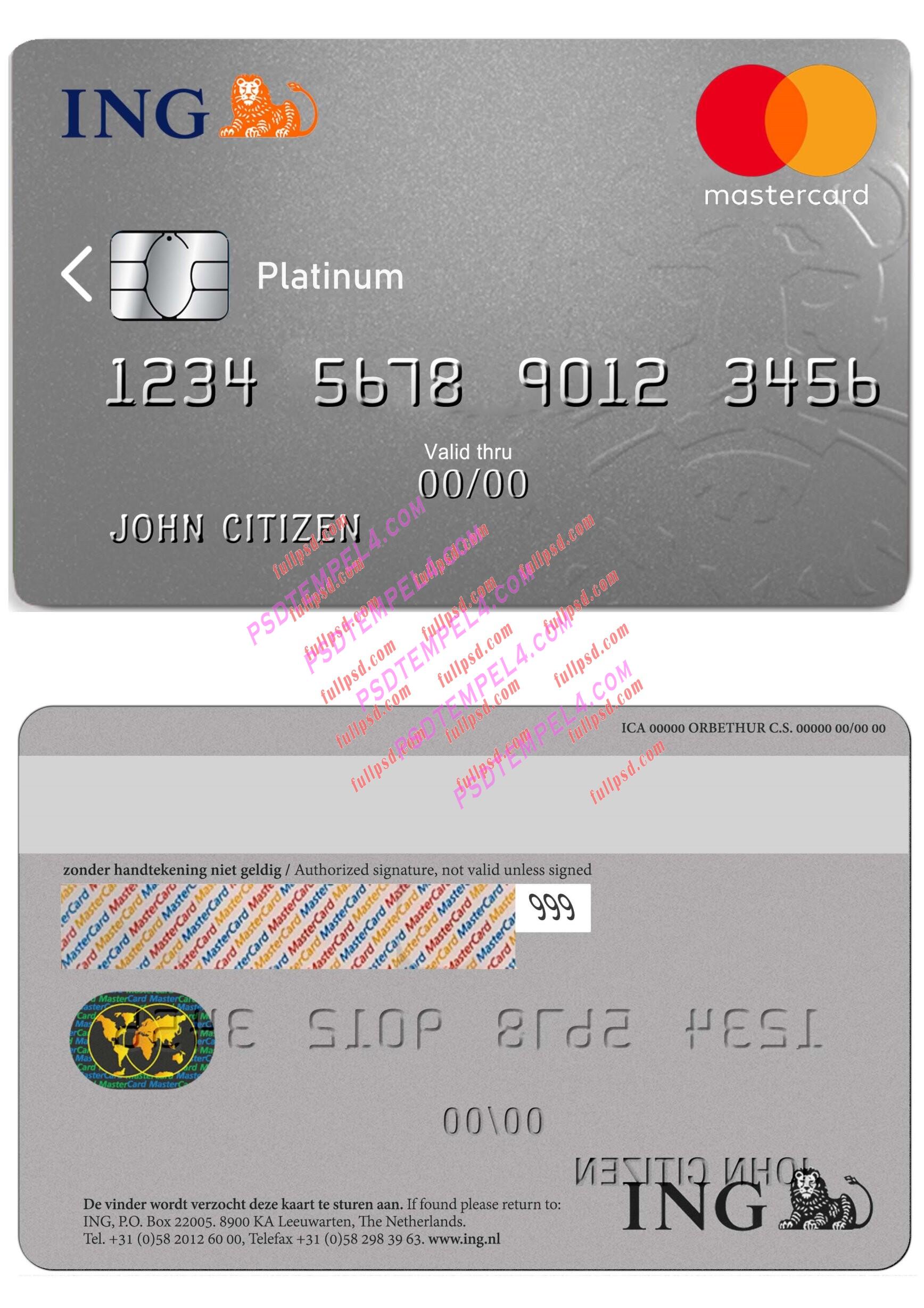 Netherlands ING Mastercard PSD