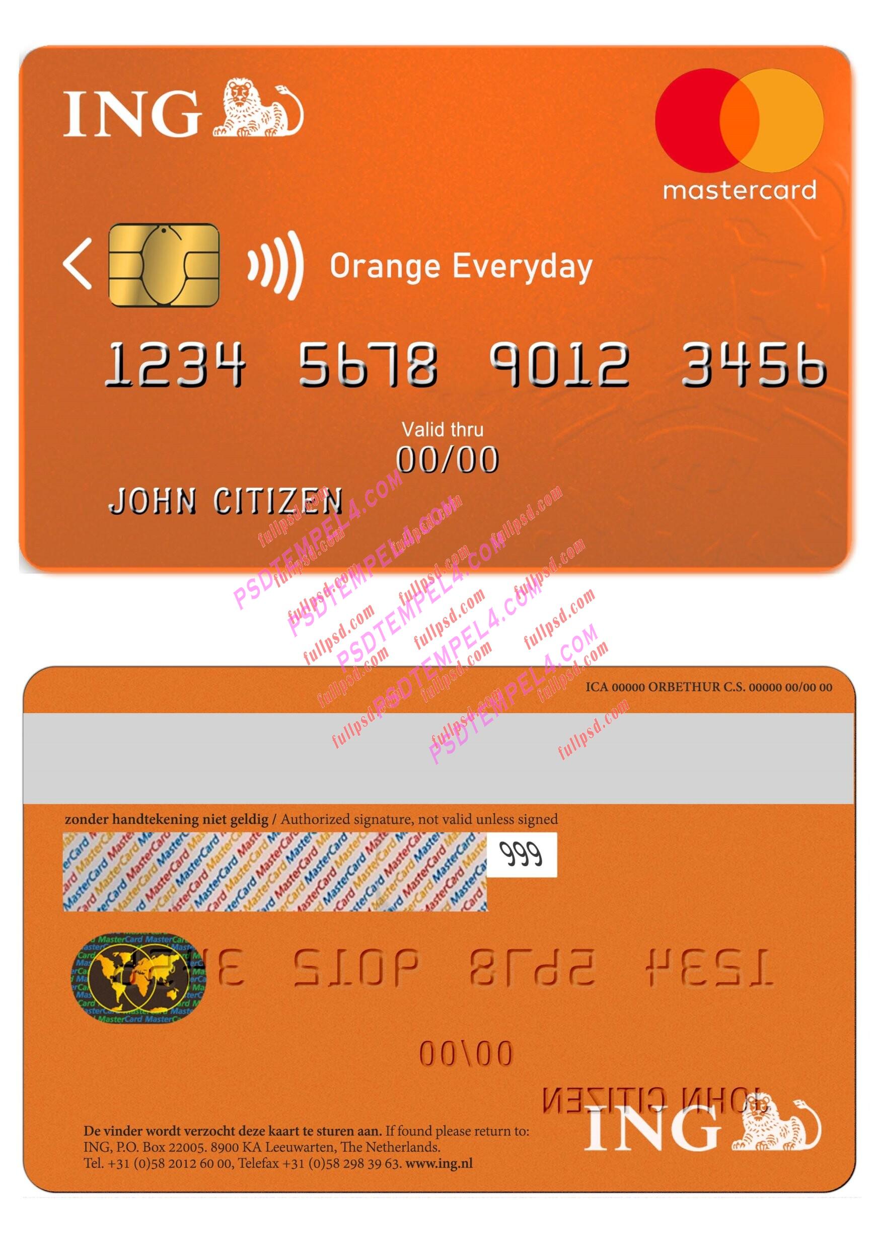 Netherlands ING Orange Mastercard PSD