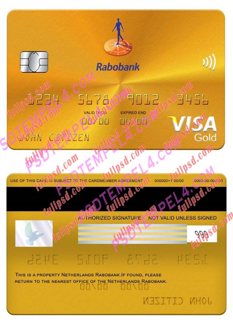 Netherlands Rabobank visa gold card PSD