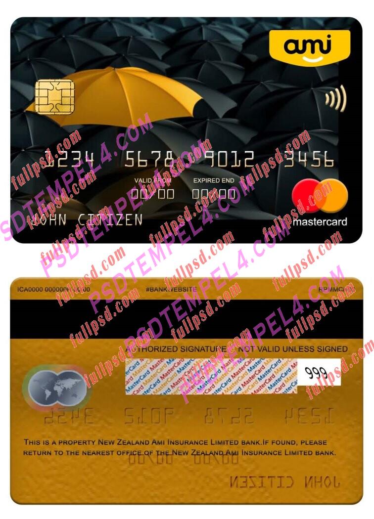 New Zealand Ami Insurance Limited bank Mastercard PSD