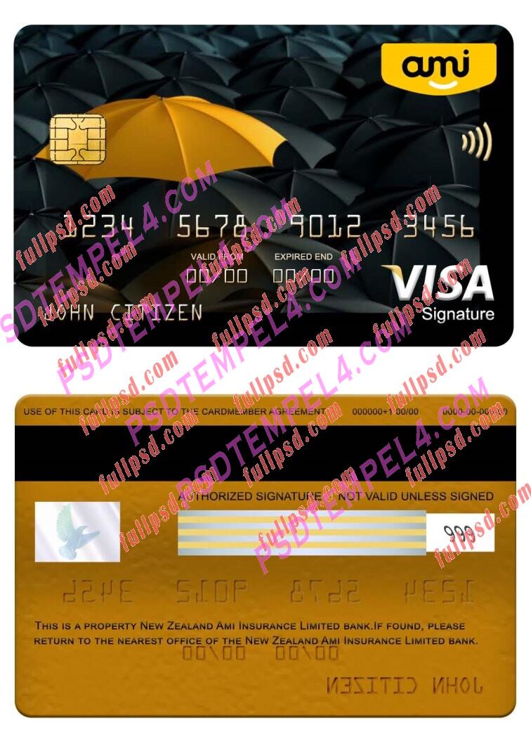 New Zealand Ami Insurance Limited bank visa signature card PSD